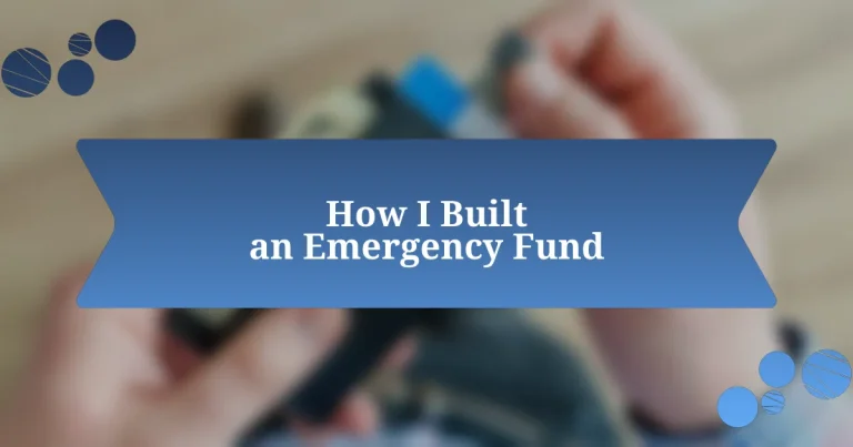 How I Built an Emergency Fund