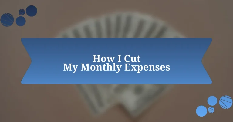 How I Cut My Monthly Expenses