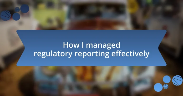 How I managed regulatory reporting effectively