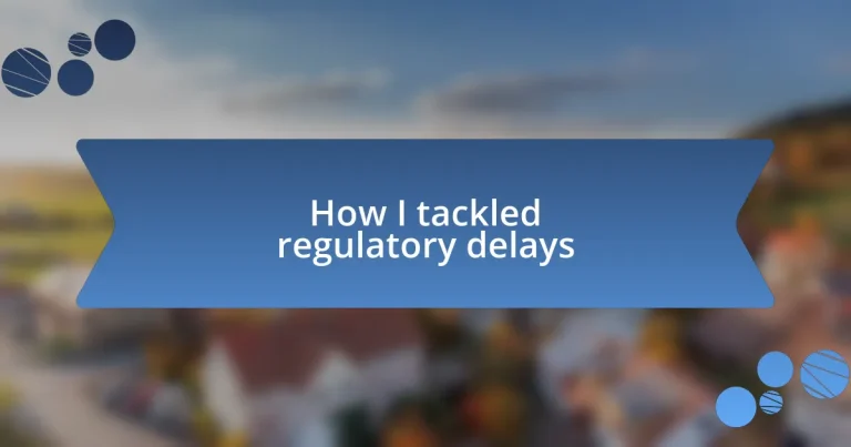 How I tackled regulatory delays