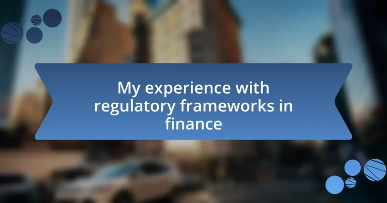 My experience with regulatory frameworks in finance