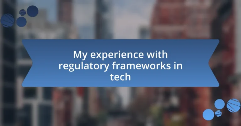 My experience with regulatory frameworks in tech