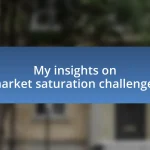 My insights on market saturation challenges