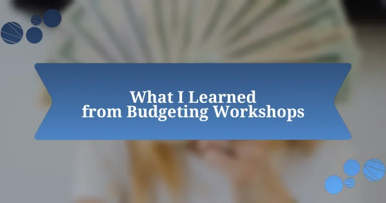 What I Learned from Budgeting Workshops