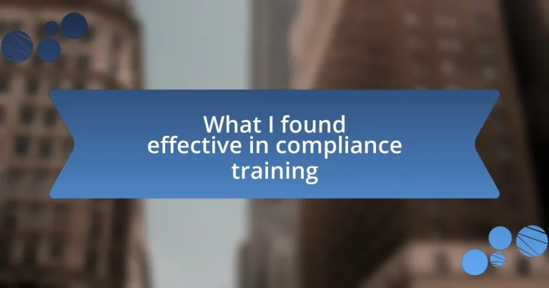 What I found effective in compliance training