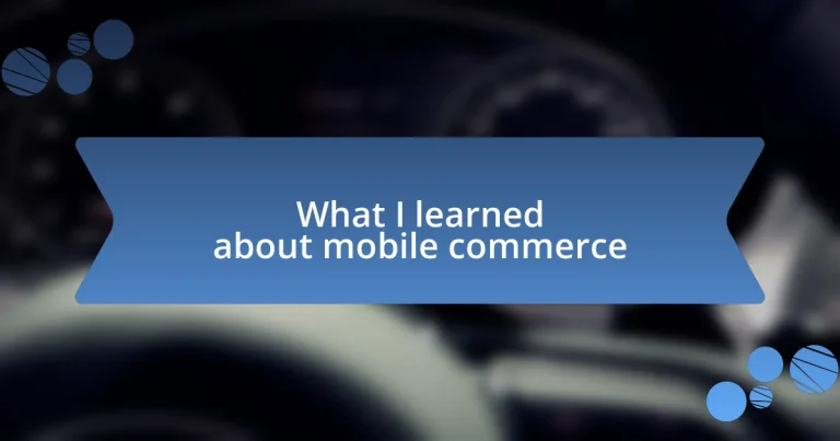 What I learned about mobile commerce