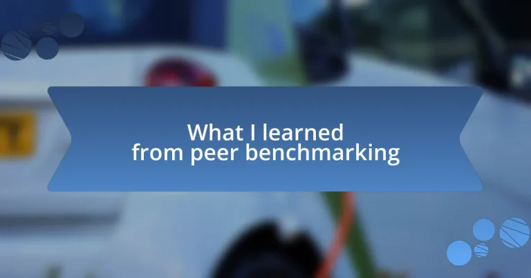 What I learned from peer benchmarking