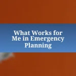 What Works for Me in Emergency Planning