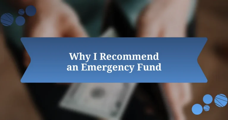 Why I Recommend an Emergency Fund