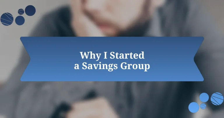 Why I Started a Savings Group