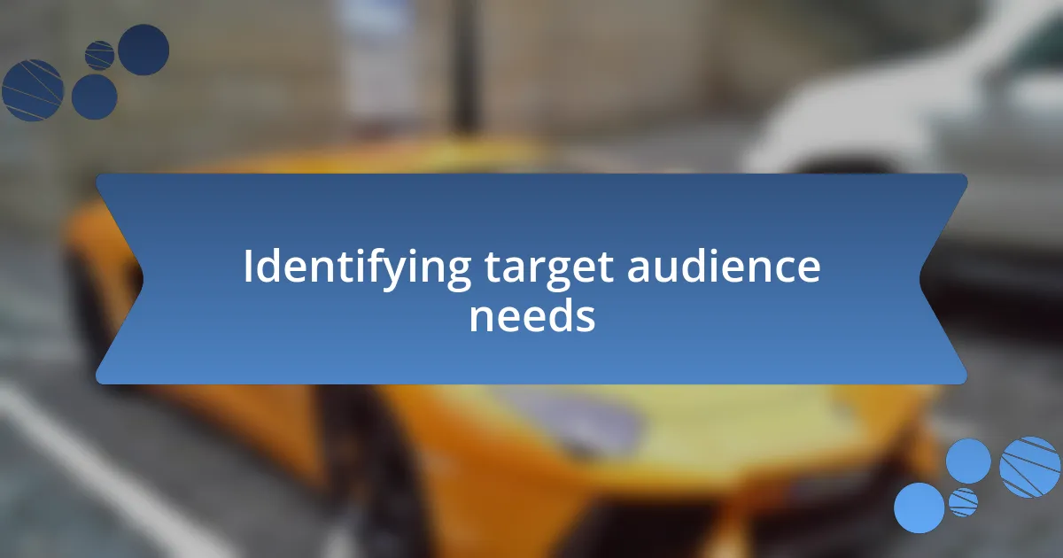 Identifying target audience needs