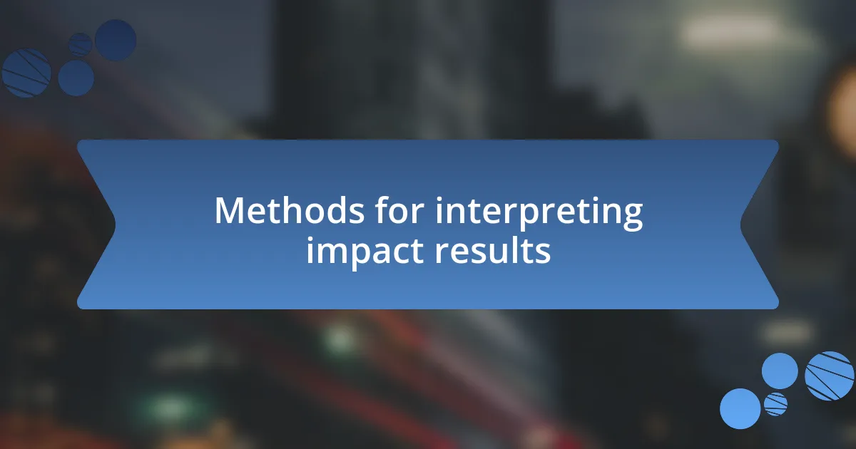 Methods for interpreting impact results