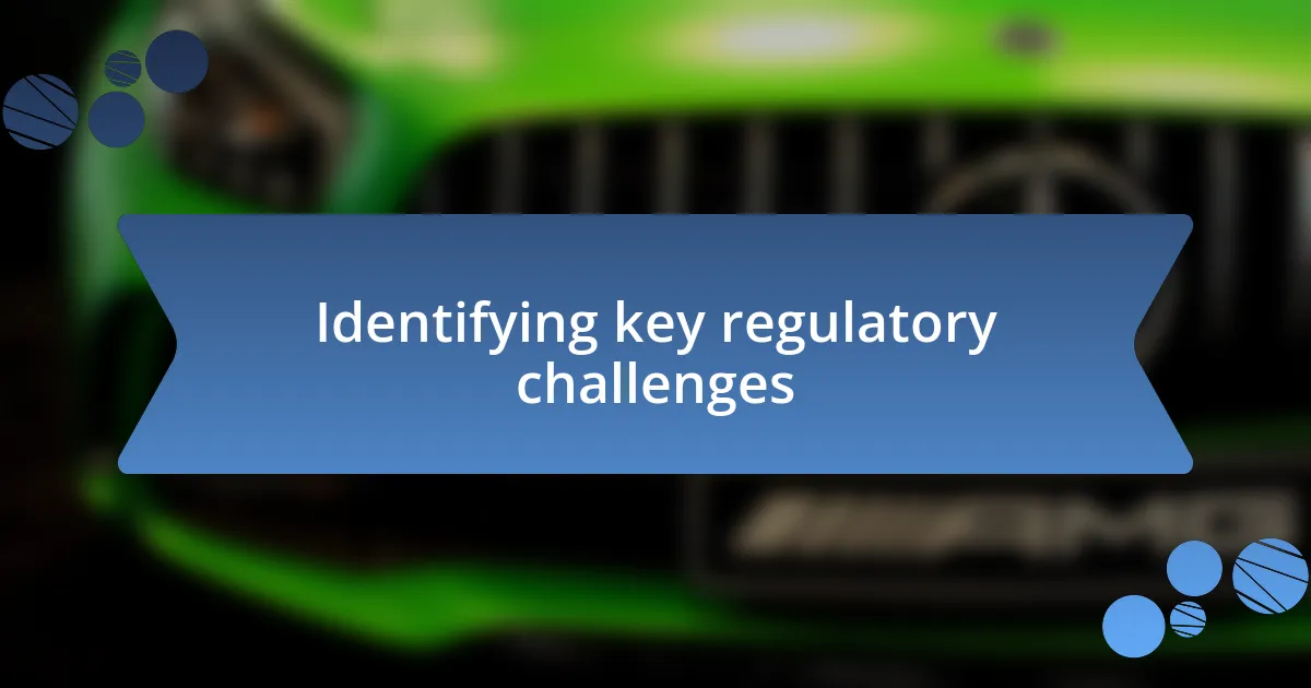 Identifying key regulatory challenges