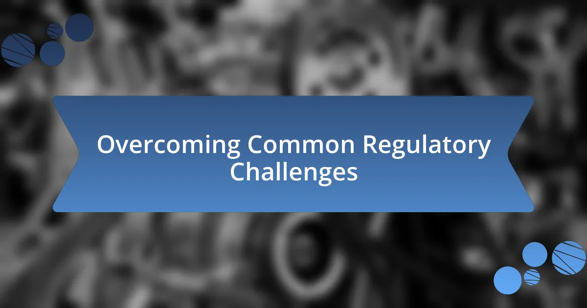 Overcoming Common Regulatory Challenges