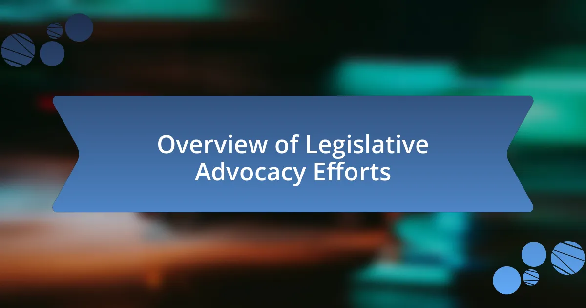 Overview of Legislative Advocacy Efforts