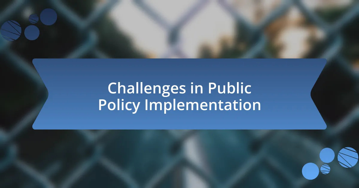 Challenges in Public Policy Implementation