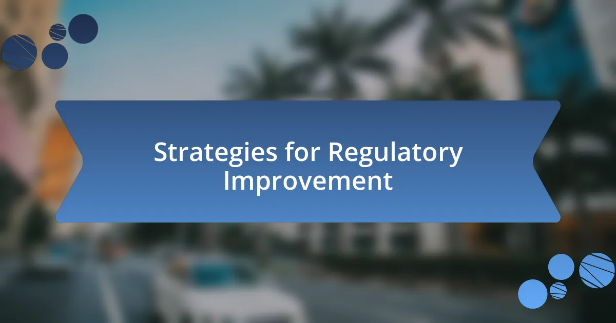 Strategies for Regulatory Improvement