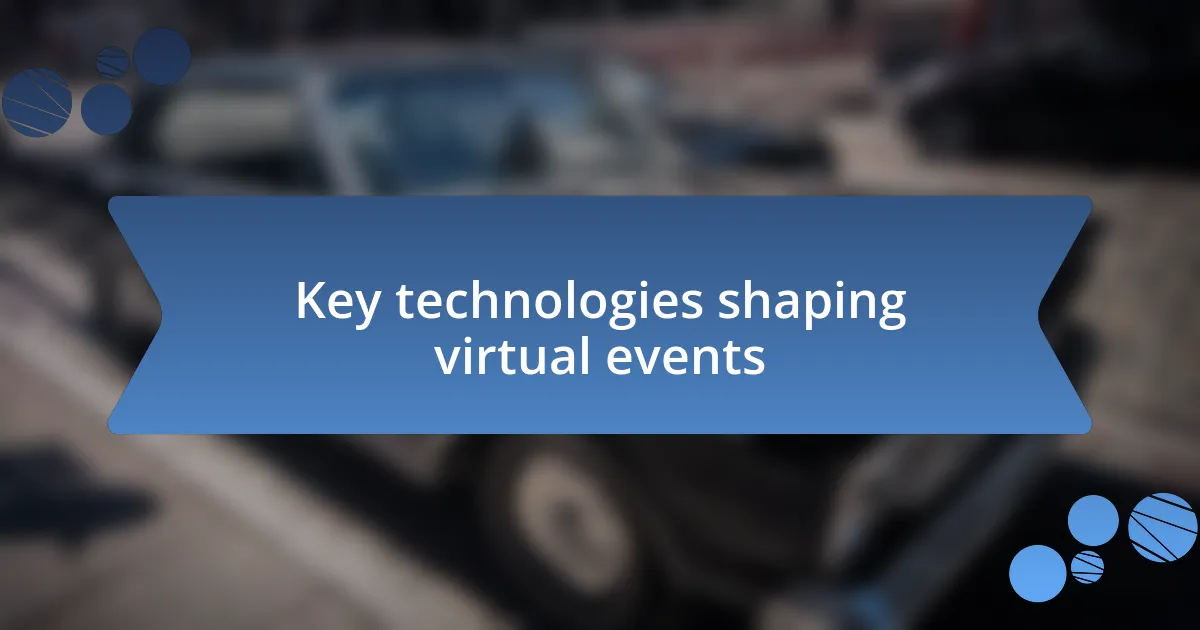 Key technologies shaping virtual events