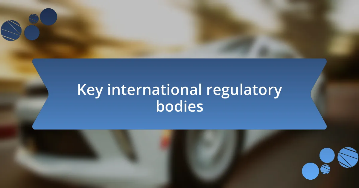 Key international regulatory bodies