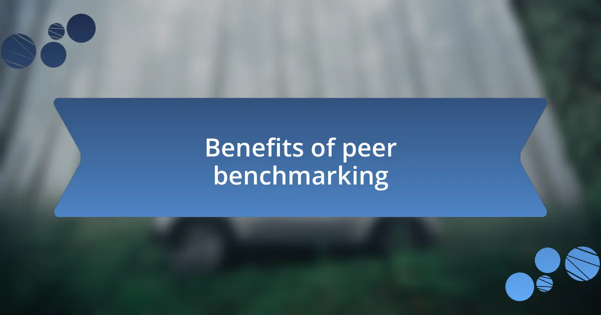 Benefits of peer benchmarking