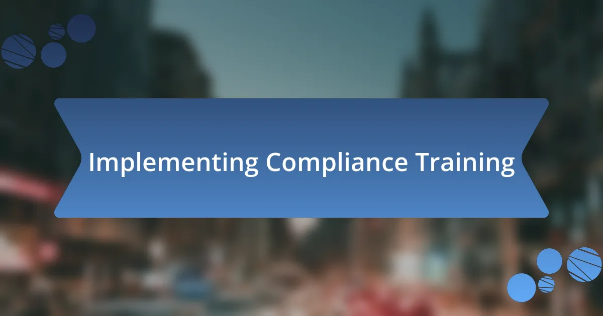 Implementing Compliance Training